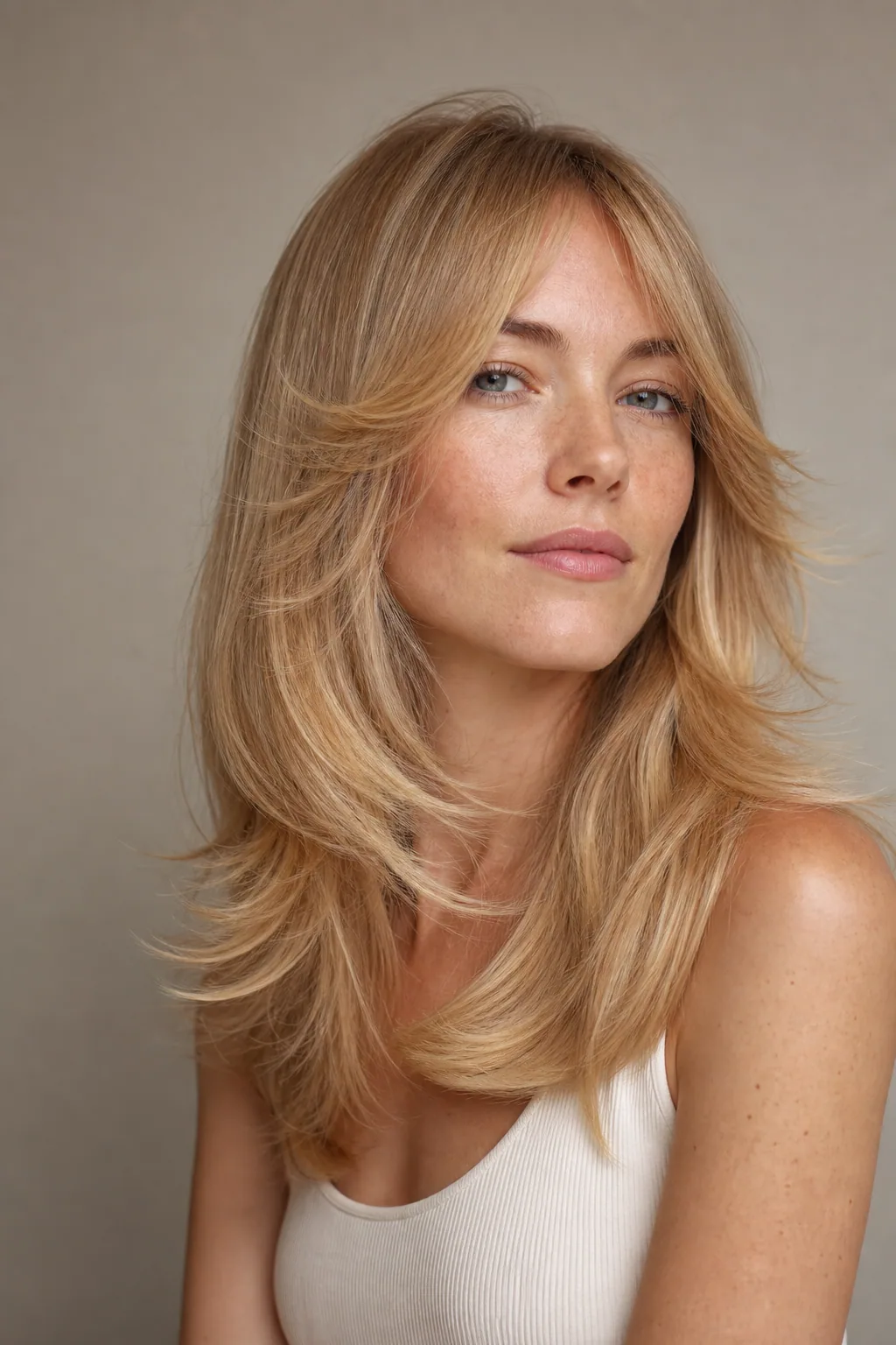 Seventies feathered shag with layers flicking away from the face on fine straight hair