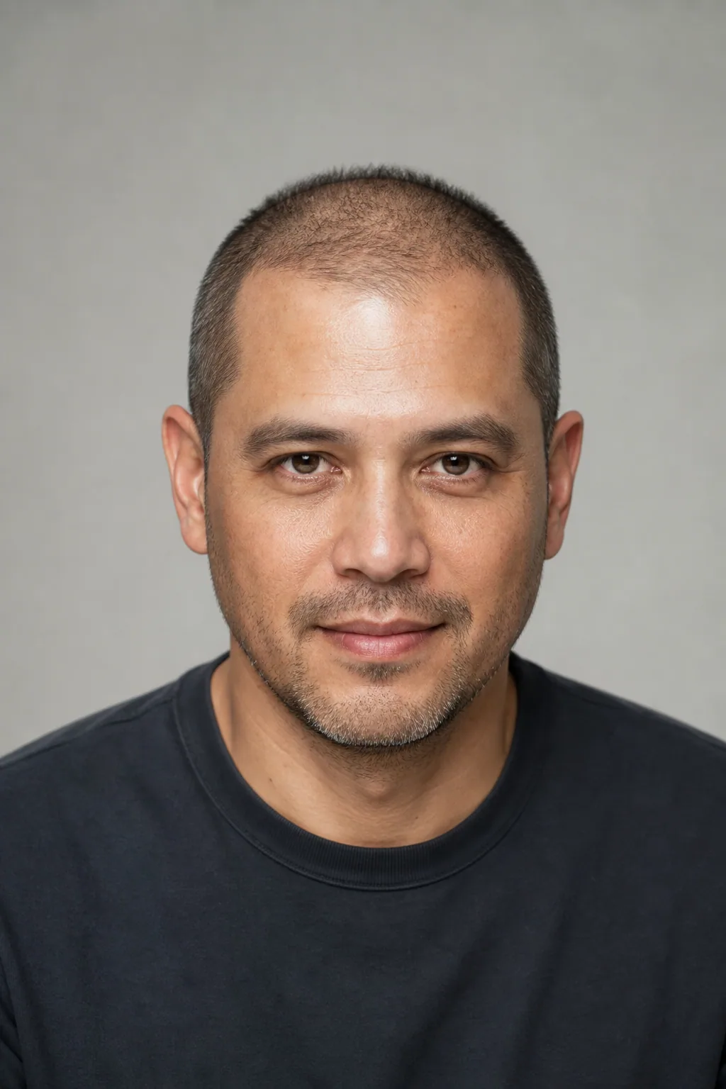 Short butch cut on a man with thinning hair on top