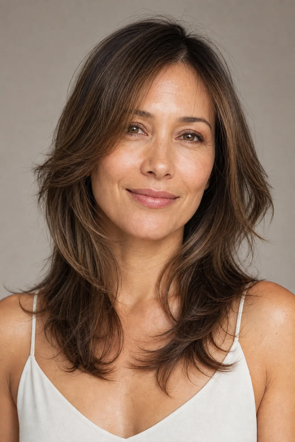 Soft blended butterfly cut with melted layers for a seamless finish on fine hair