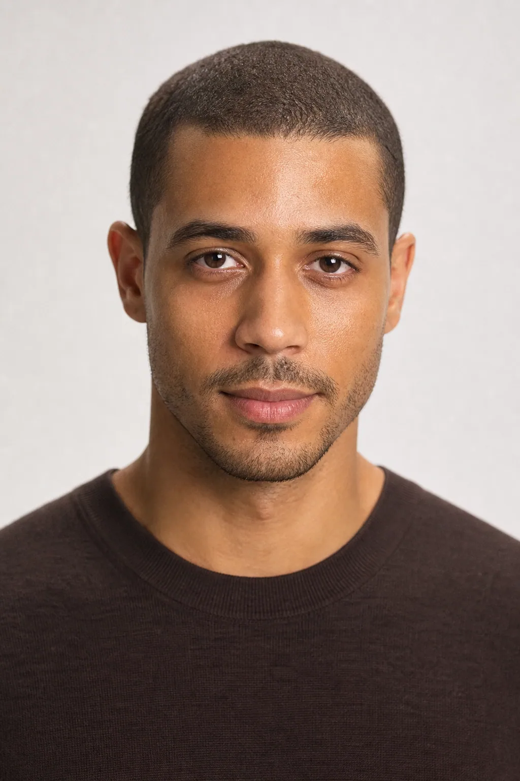 Even buzz cut at a number 3 guard on a man with fine, thin hair