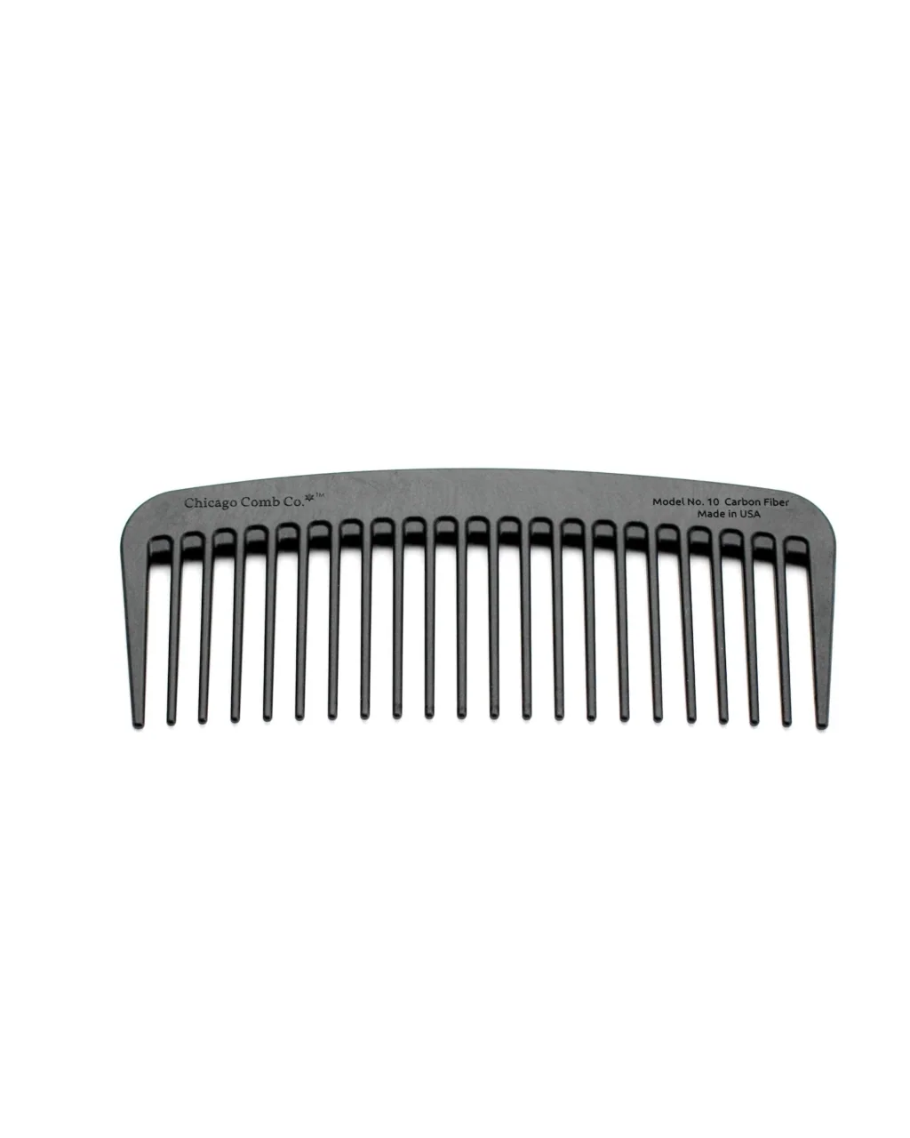 Chicago Comb Model 10 carbon fibre wide tooth comb in matte black, an anti-static comb for fine hair