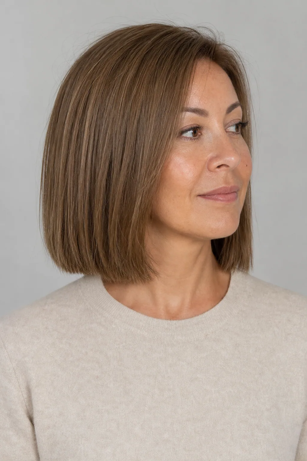 Collarbone-length cut with invisible ghost layers on fine straight hair