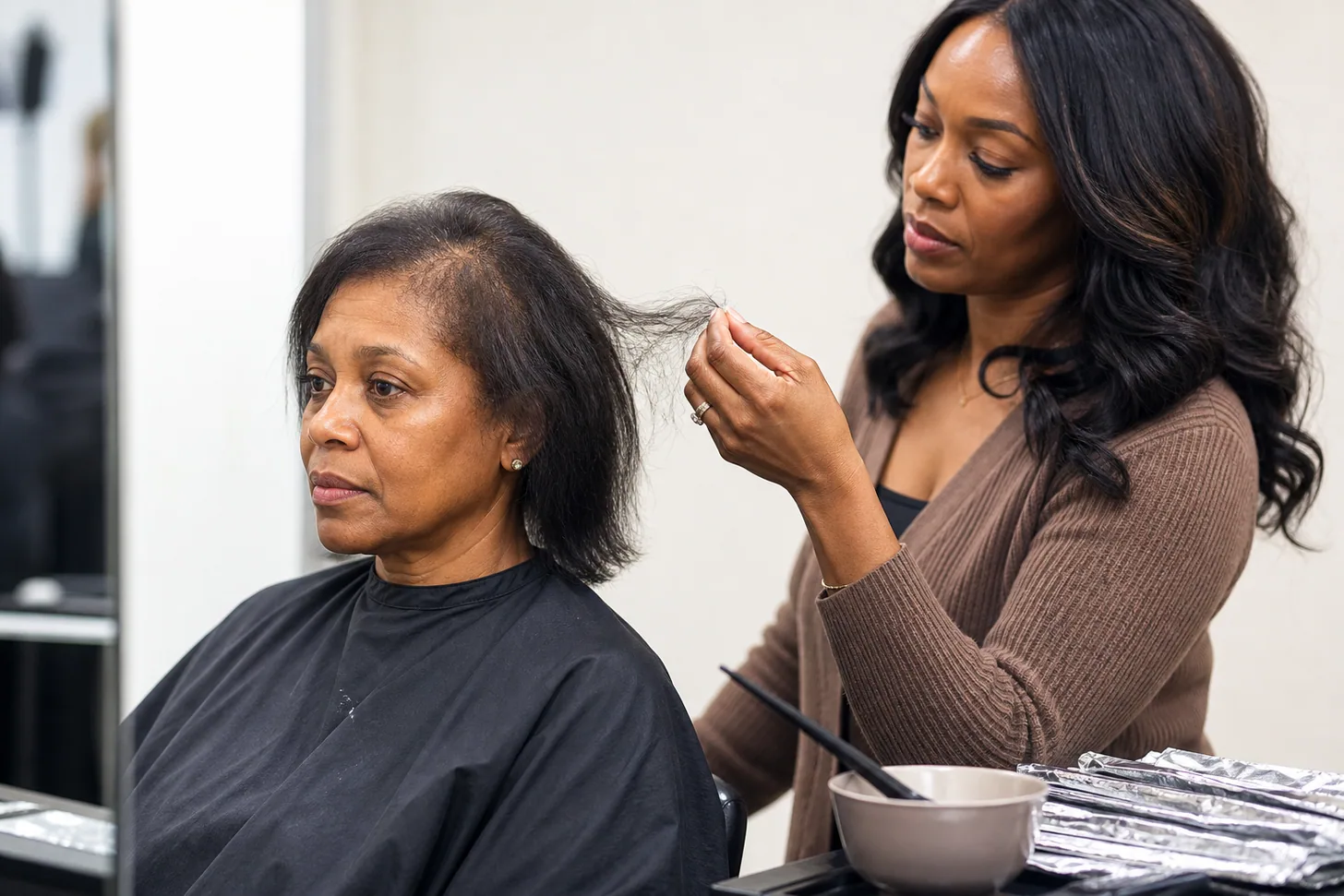 Color correction process on fine hair over multiple visits