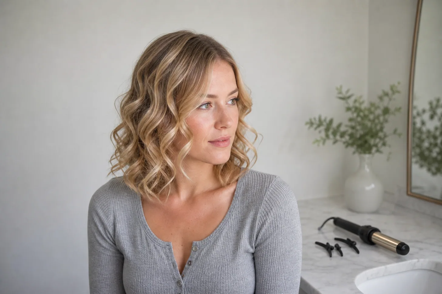 Fine hair curled so the curls hold all day