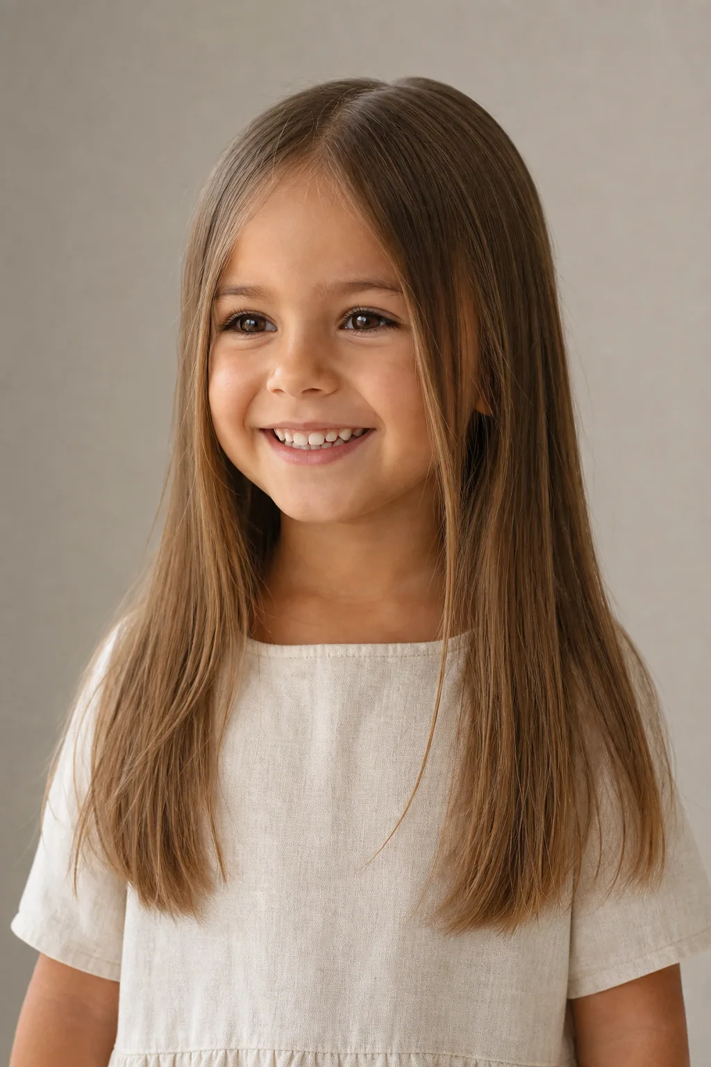 Little girl with long fine hair and a few soft face-framing pieces