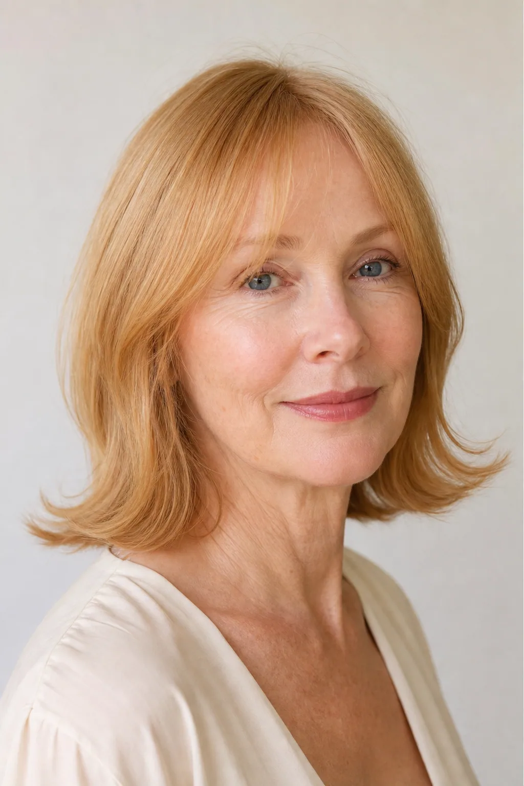 Flipped-end retro lob with ends flicked out adding width at the hemline on fine hair