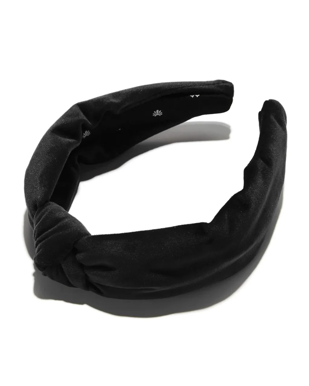 Lele Sadoughi Jet Velvet Knotted Headband in black, a velvet headband for fine hair