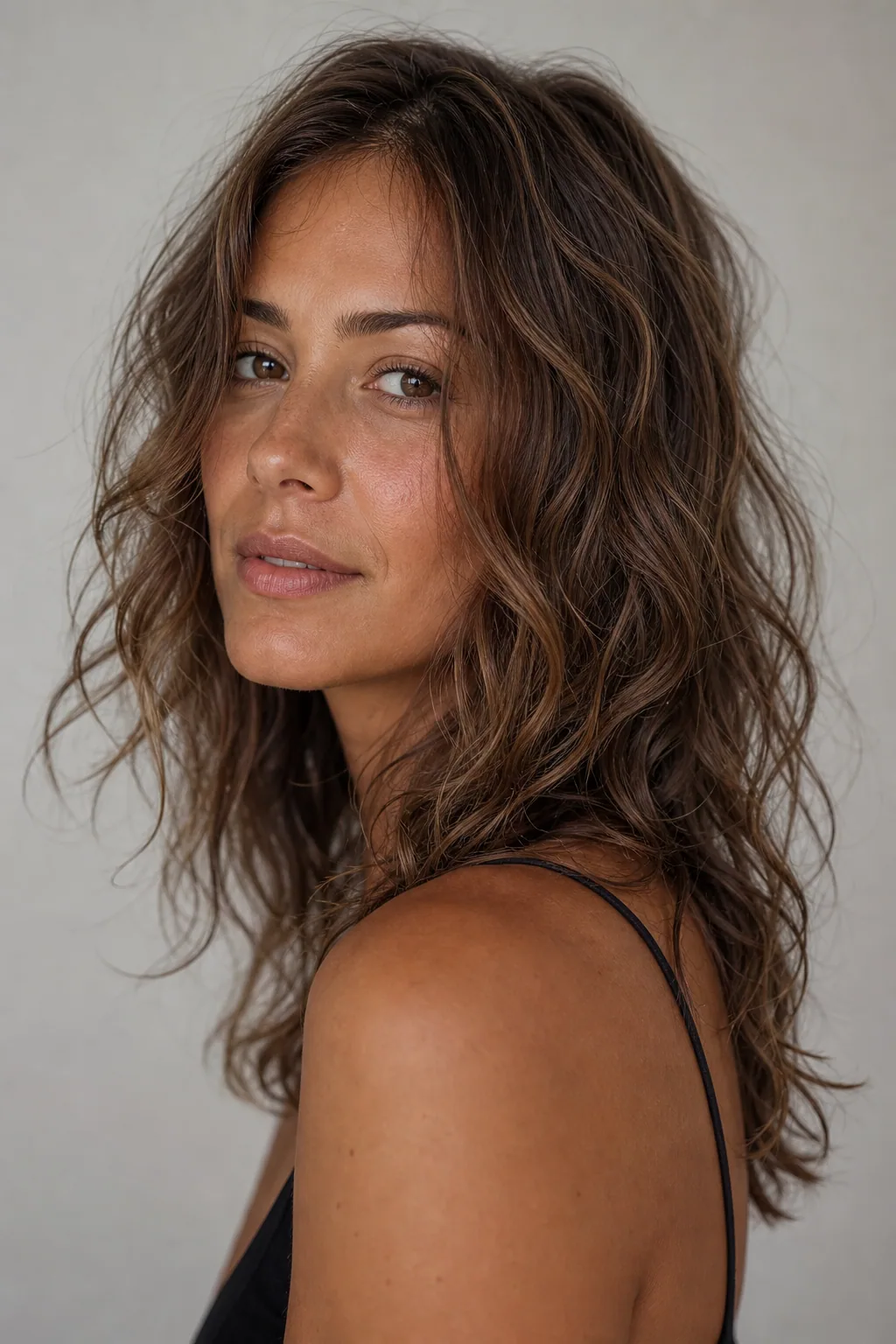 Long air-dry waves cut to the wave on fine wavy hair for a natural look