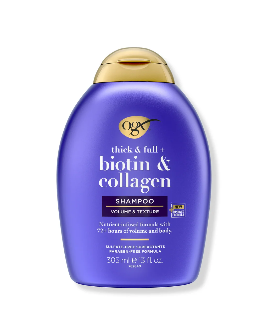 OGX Thick & Full Biotin & Collagen Shampoo, a volumizing drugstore shampoo for fine hair