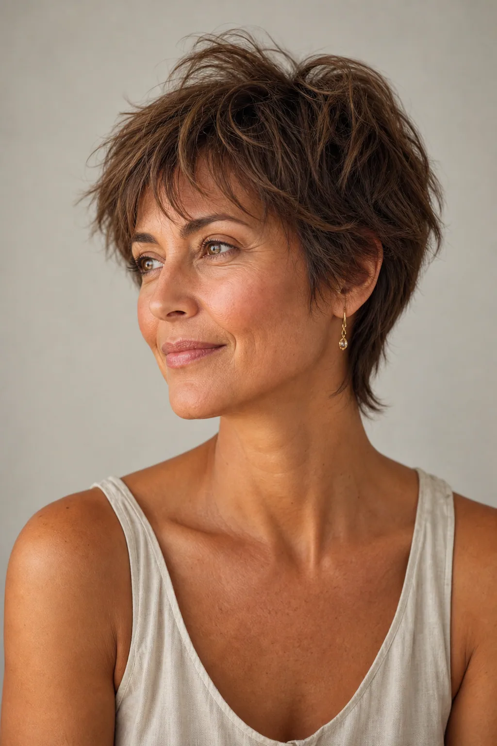 Shixie shag-pixie hybrid with a textured lifted crown on fine thin hair