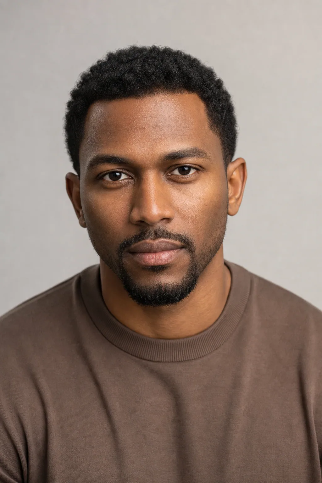 Short coils with a low taper on a man with thin coily hair