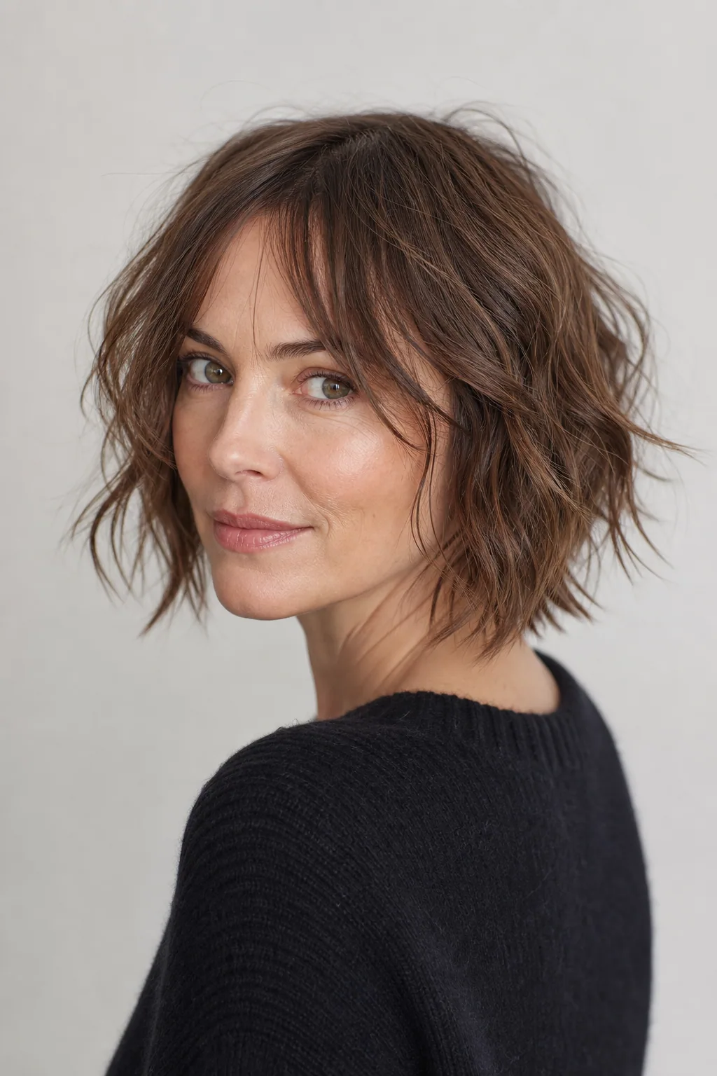Low-maintenance soft shag-bob with lived-in texture on fine hair