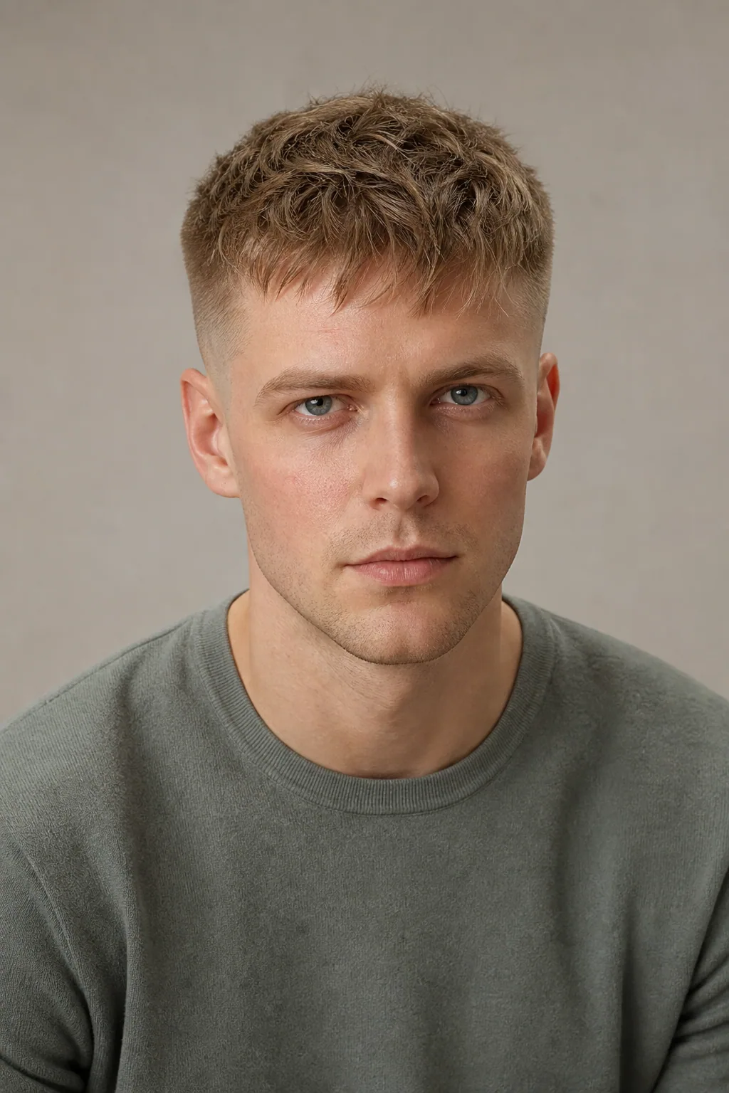 Textured French crop with a choppy forward fringe on fine, thin hair